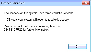 licence disabled,72 hours, read only