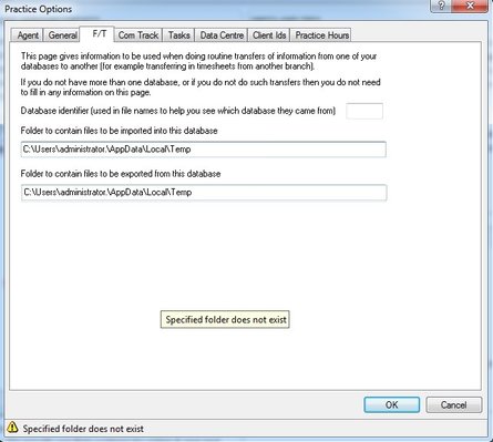 Specified Folder Does Not Exist, practice options, address change error message