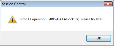 Error 13 Opening I:Datalock.irs