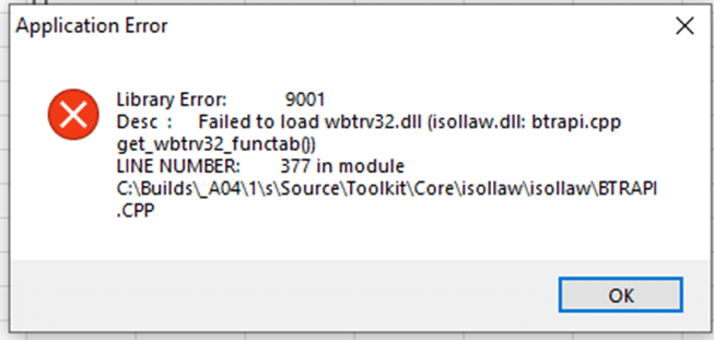 image | IRIS Accountancy - Application Error Library Error 9001