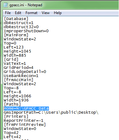 finding the location of the home folder looking in gpacc.ini