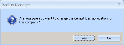 are you sure you want to change the default back up location for this company?