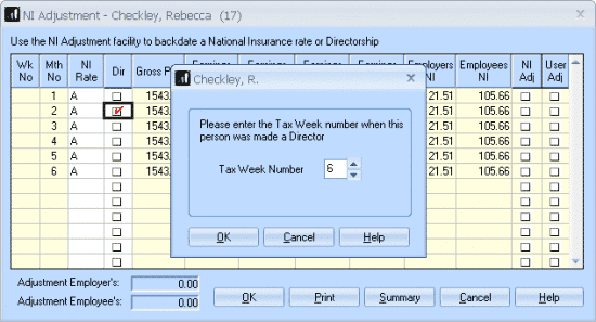 NI adjustment for director