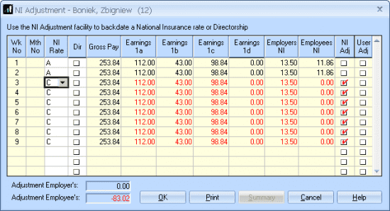 NI Adjustment bureau payroll payroll business