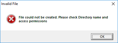 File could not be created please check directory name and access permisisons