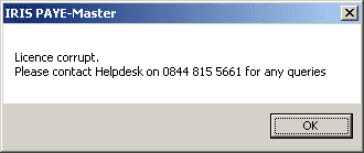licence corrupt please contact helpdesk for any queries