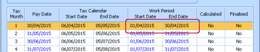 work period completed on payroll calendar