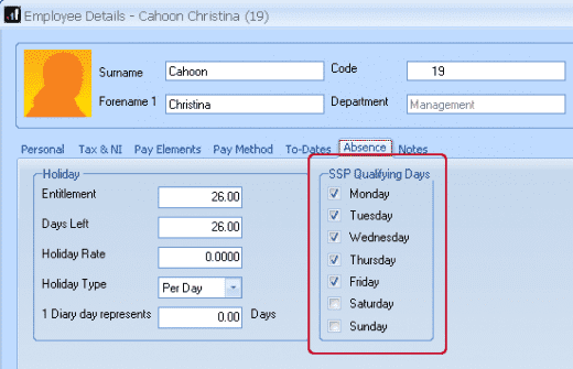 employee ssp qualifying days