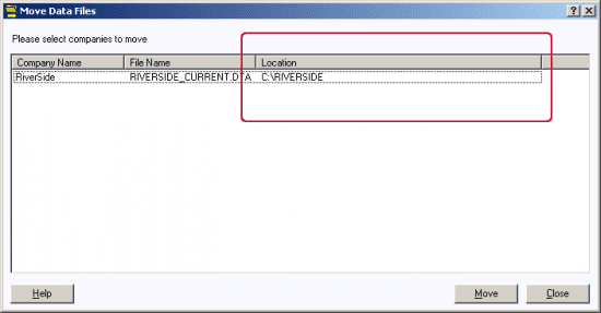 move data files window to locate live data file location