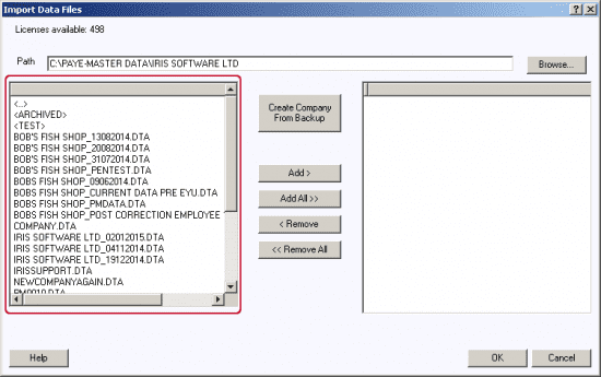 Files available for import