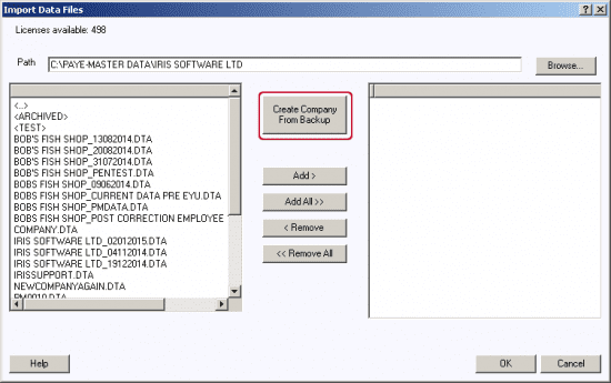 create company from back up