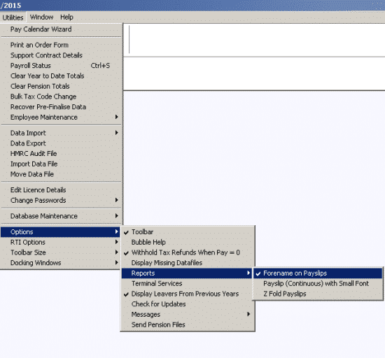 how to find the option to show employee full name on payslips