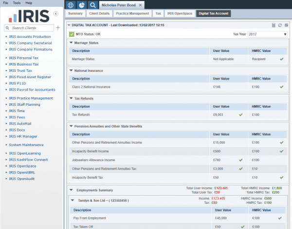 Client Dashboards now include Digital Tax Account data | IRIS
