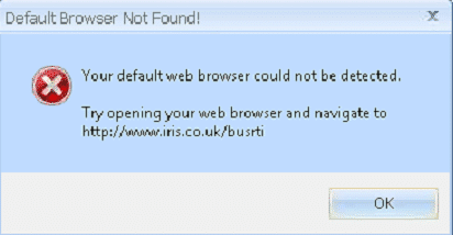 Your Default web browser could not be detected. try opening your web browser and nivigate to