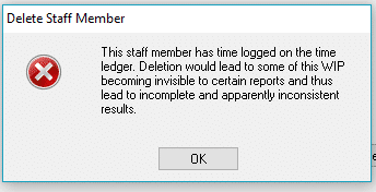 Staff Member Cannot Be Deleted As Time Is Logged On The Time Ledger Iris