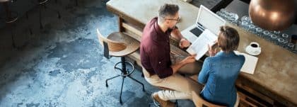 people working in a coffee shop