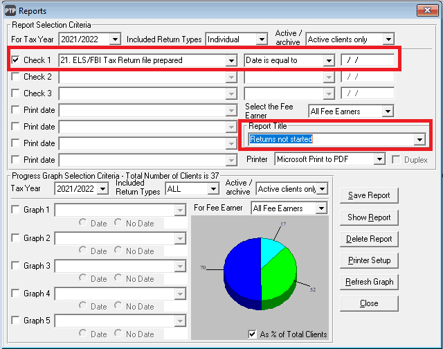 How to create a report listing tax returns that have not been prepared