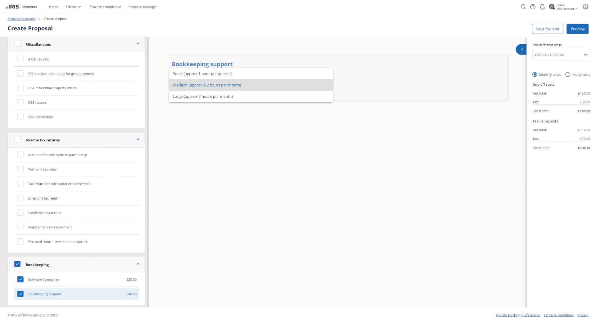 Define Services - IRIS Elements Proposal Manager
