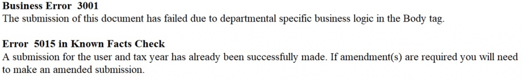 image 1 | Personal/Trust Tax- 3001 5015 Submission for the user and the tax year has already been made