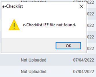 Personal Tax- Echecklist IEF file not found/ Physical file not found ...