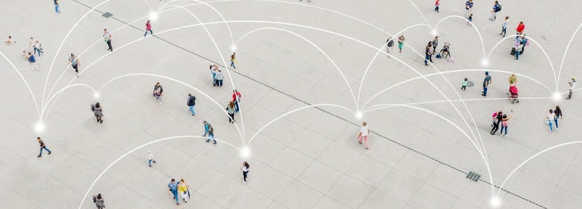 aerial view of crowd connected by | Better understanding your people data: HR reporting 101