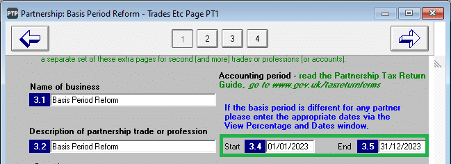 Accounting period dates
