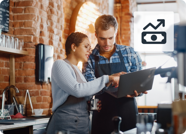 People looking at laptop